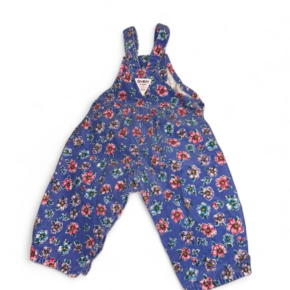Vintage OshKosh B'gosh purple corduroy Floral Overalls 24 months - Picture 2 of 4